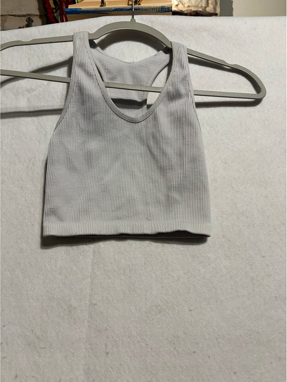 Zella Women's White Ribbed Racerback Crop Tank Top XS